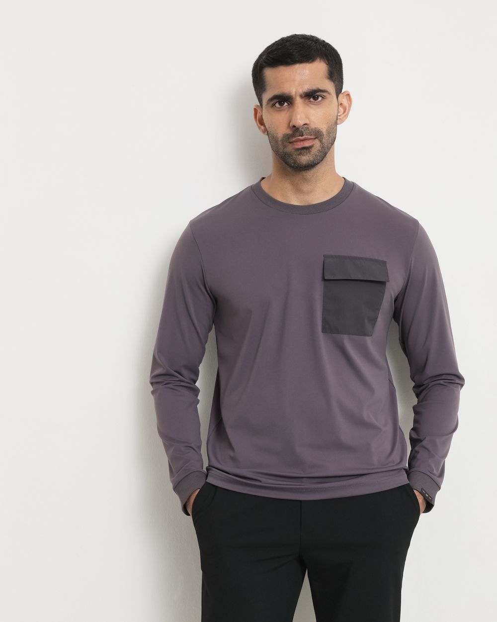 Grey Patch Pocket Plain Slim Fit T-Shirt