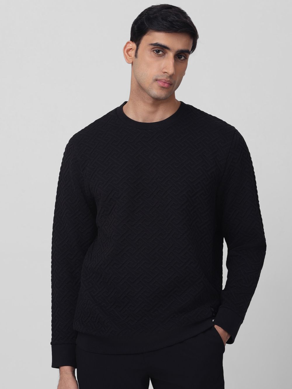 Herringbone Plain Slim Fit Sweatshirt