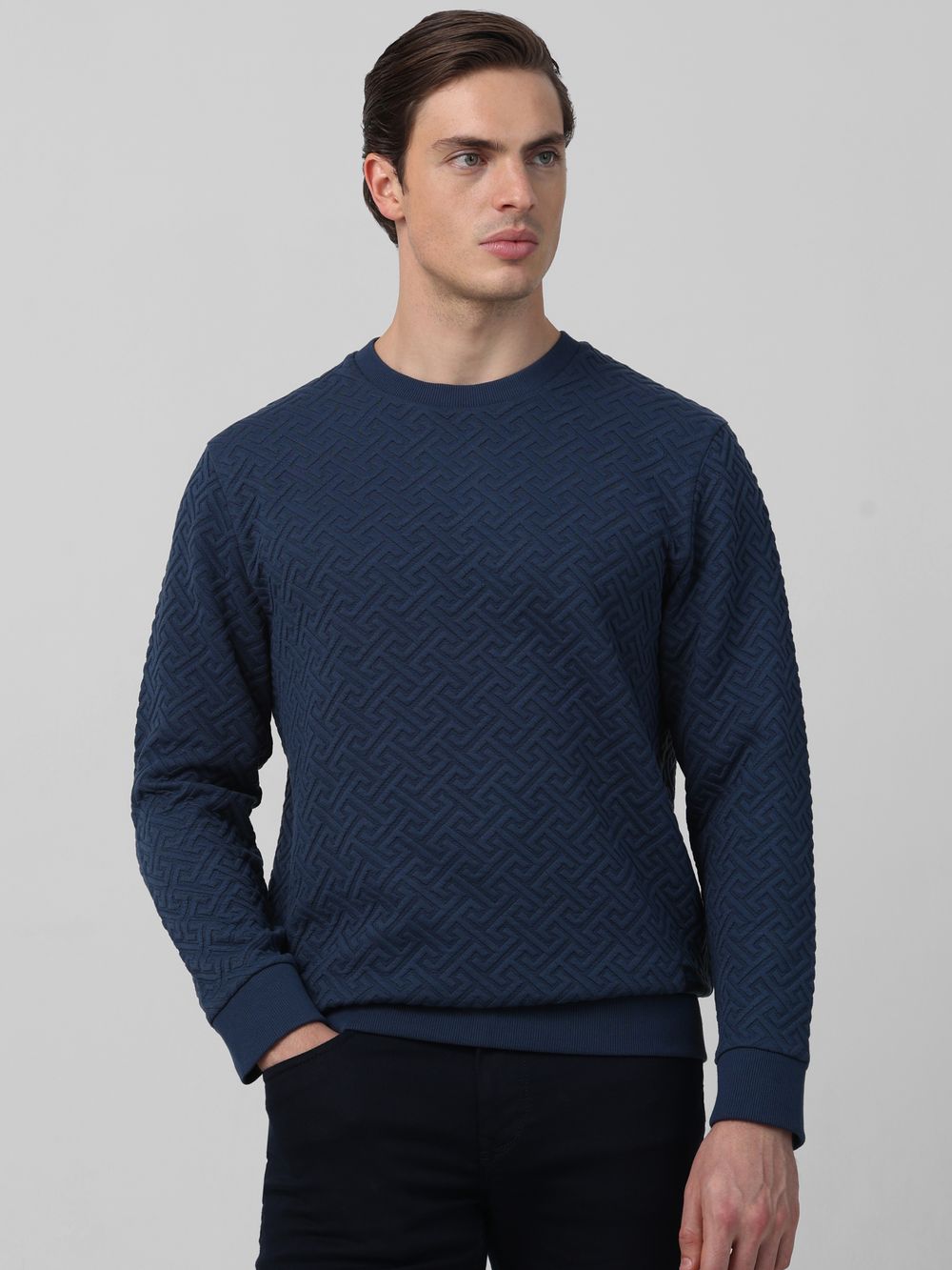 Herringbone Plain Slim Fit Sweatshirt