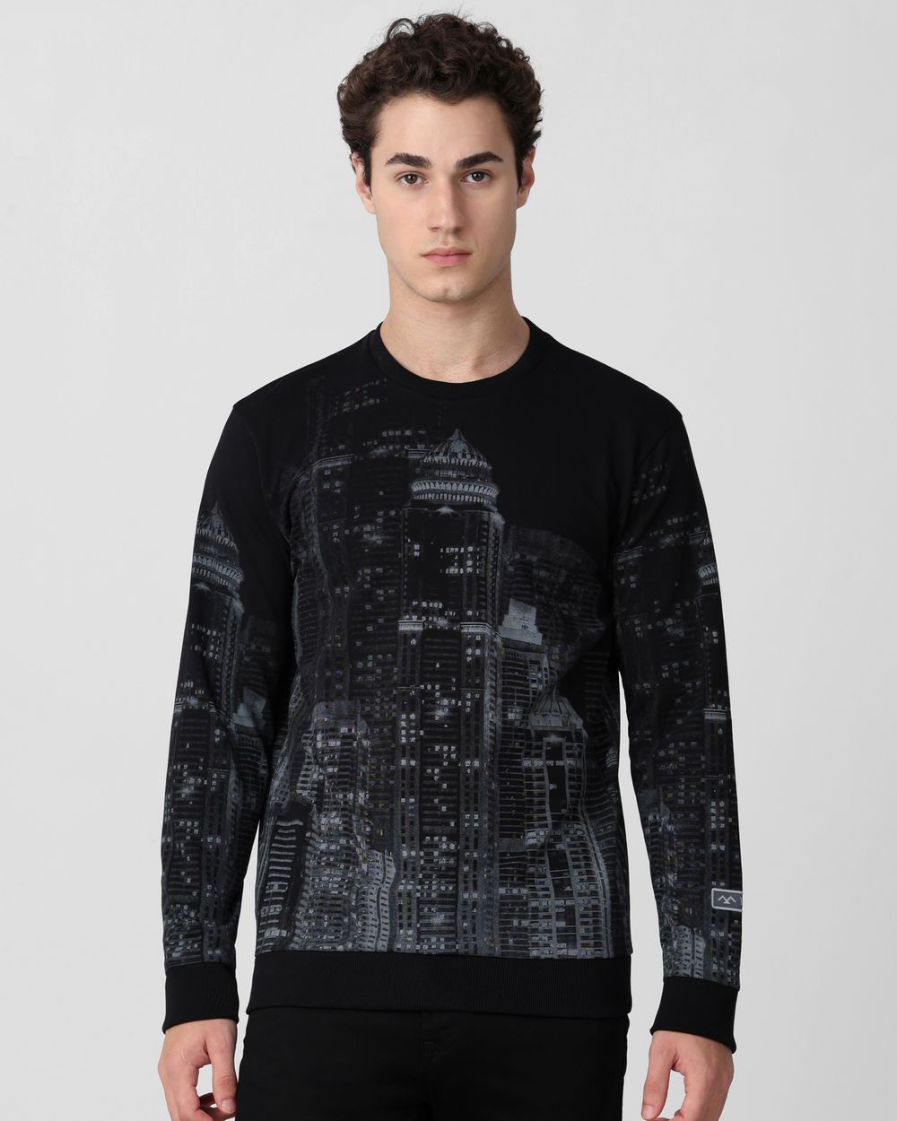 Black Printed Slim Fit Sweatshirt