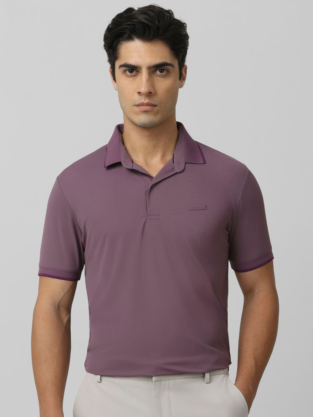 Lilac Logo Plain Half Sleeve Casual Polo