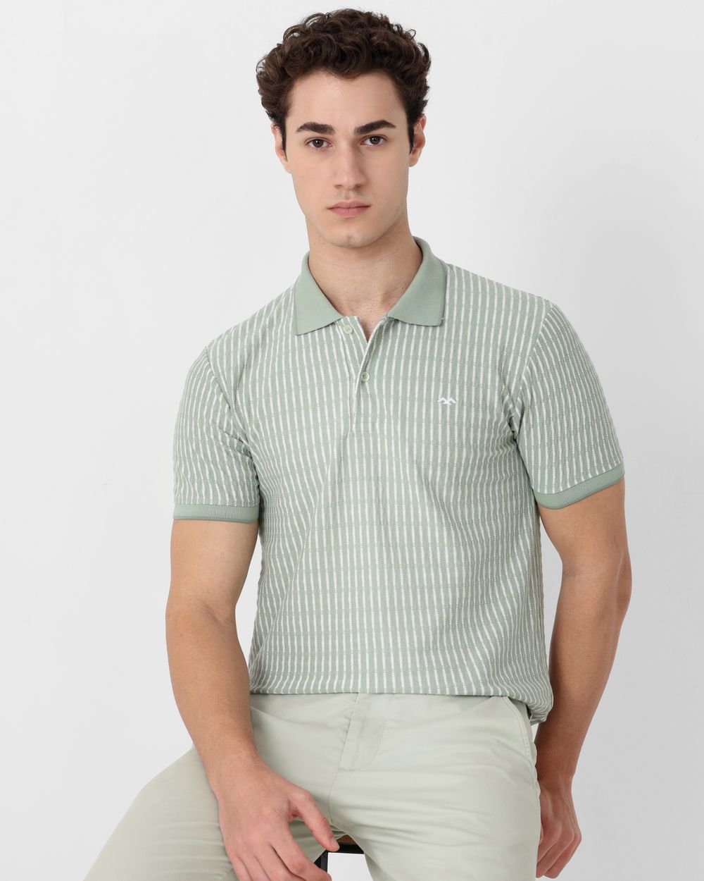 Green Textured Stripe T-Shirt