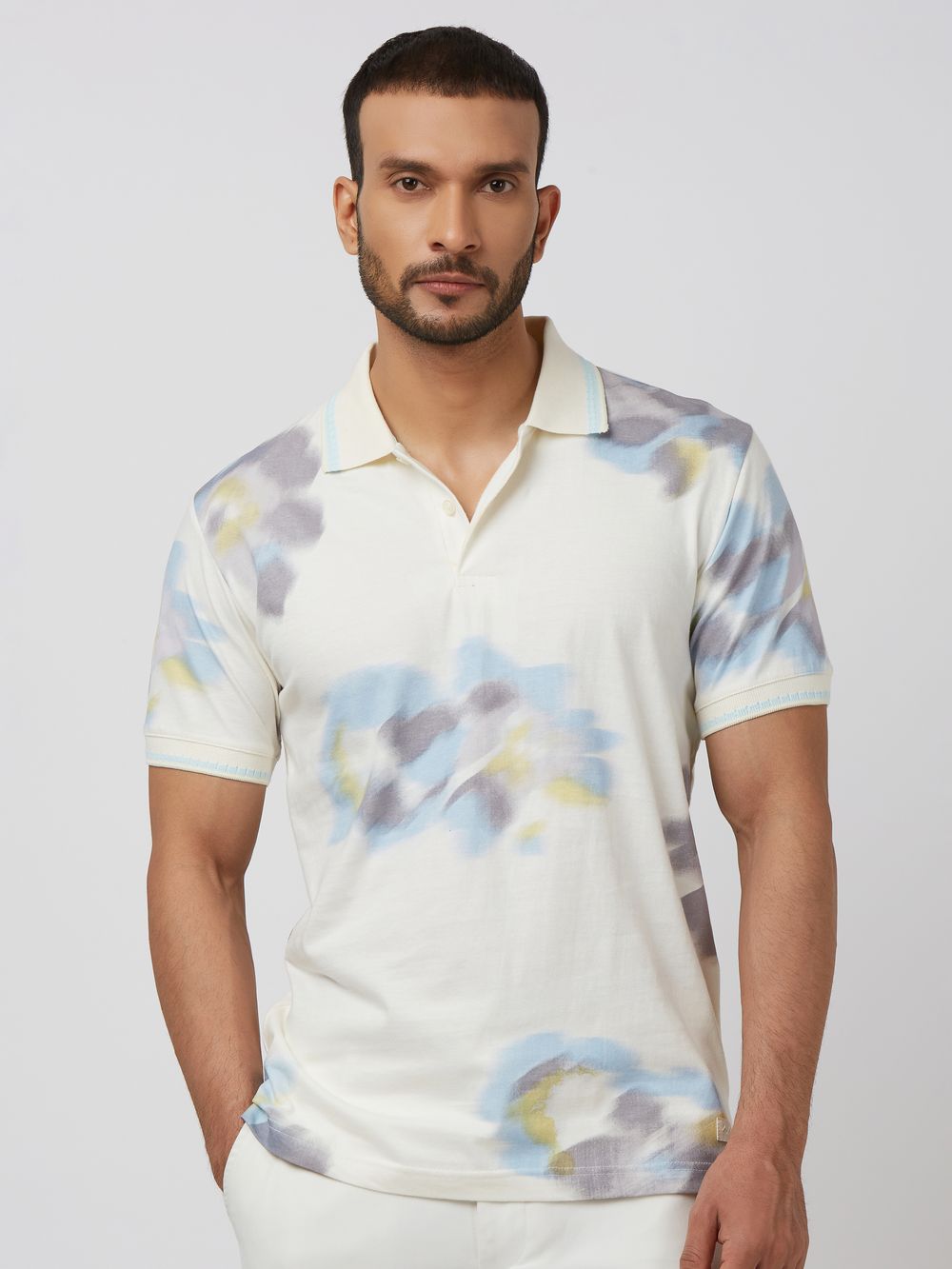 Off White Floral Print Slim Fit T-Shirt