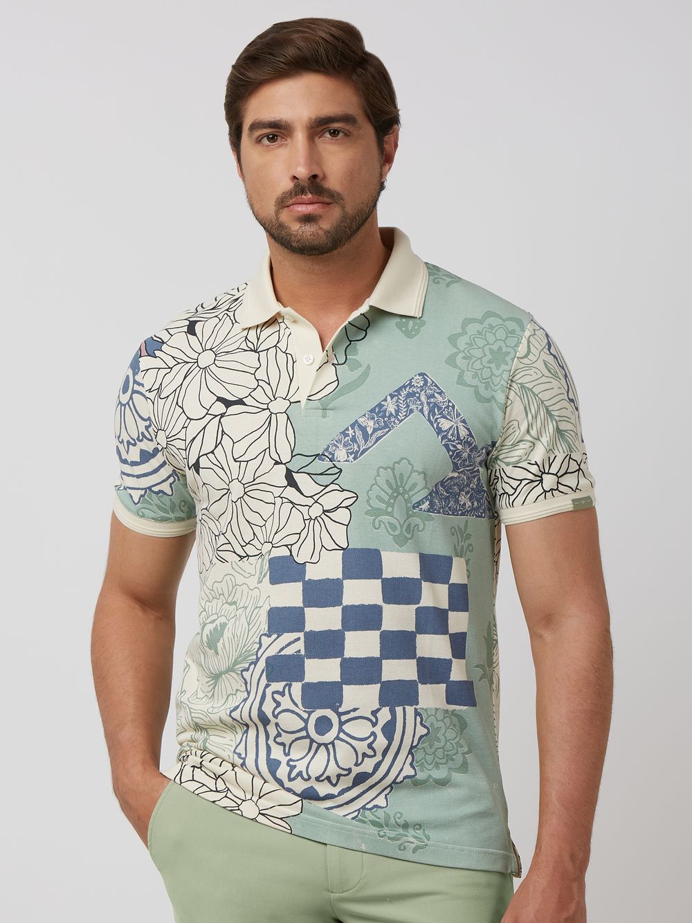 Off White Logo Print Half Sleeve Casual Polo