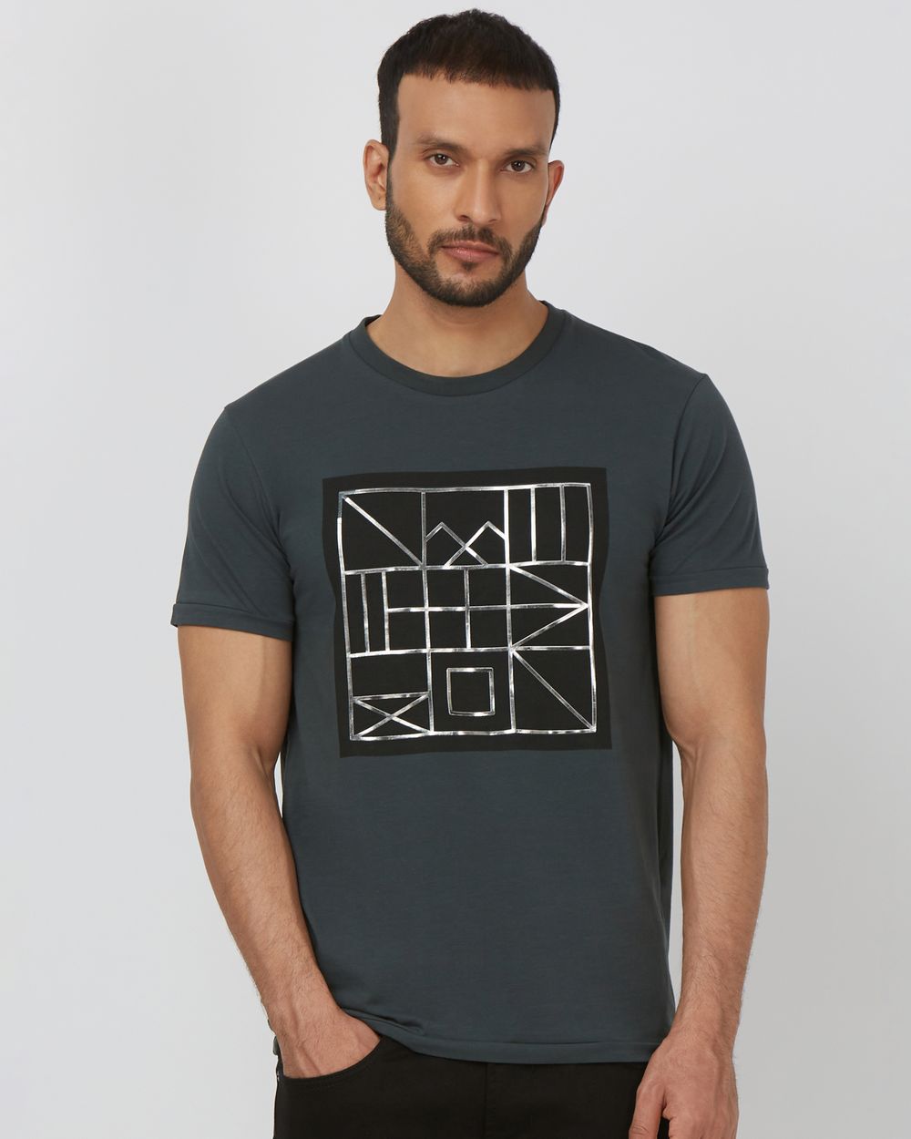 Green Graphic Print Slim Fit Jersey T-Shirt