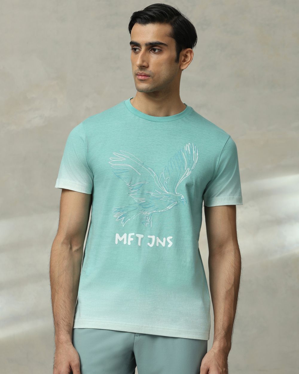 Turquoise Ombre Graphic Slim Fit T-Shirt