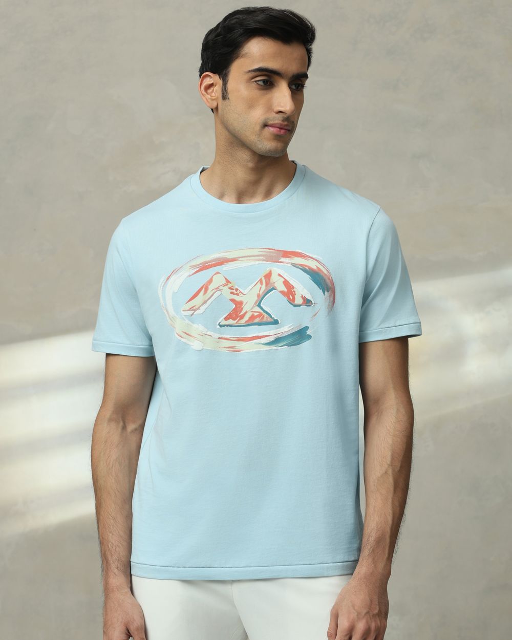 Light Blue Graphic Regular Fit T-Shirt