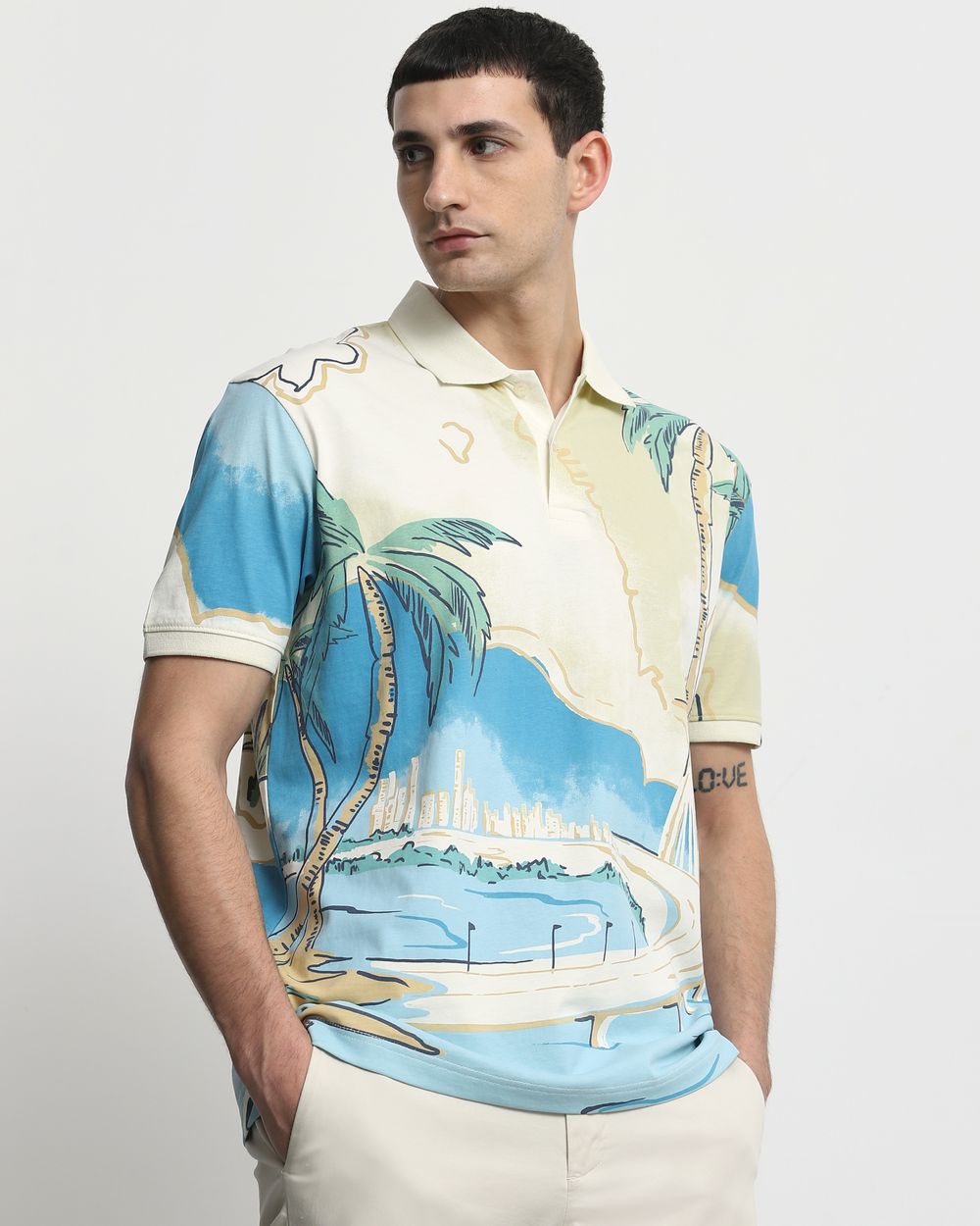 Off White Mumbai Print Regular Fit T-Shirt