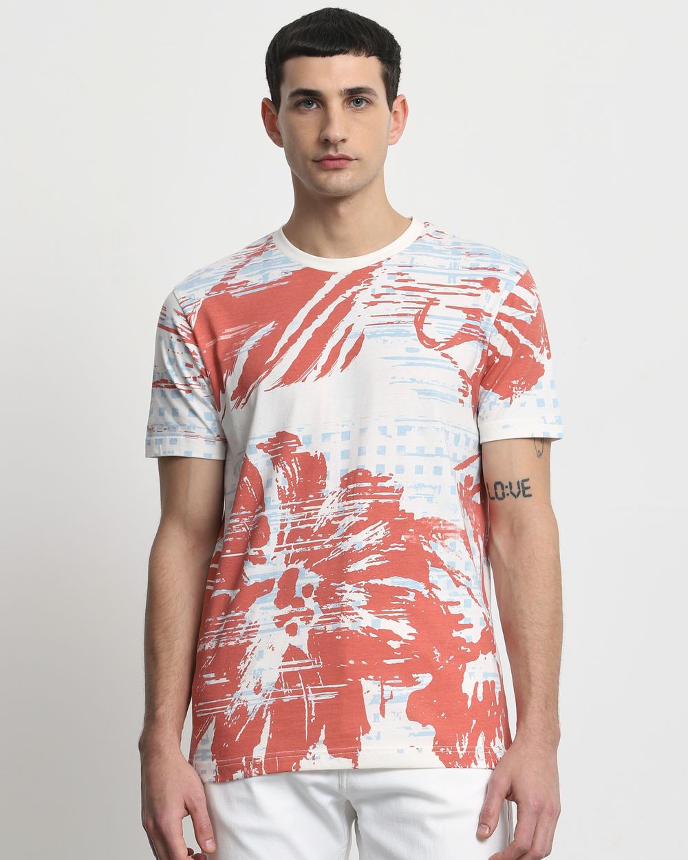 Multi Abstract Print Slim Fit T-Shirt