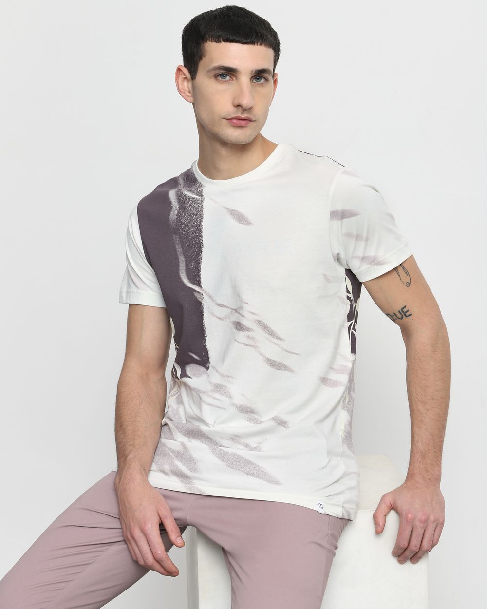 Off White Tonal Print Slim Fit T-Shirt