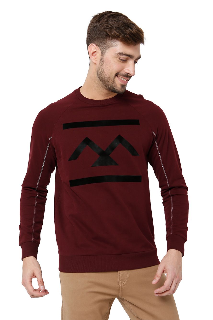 Maroon Textured Print Sweatshirt