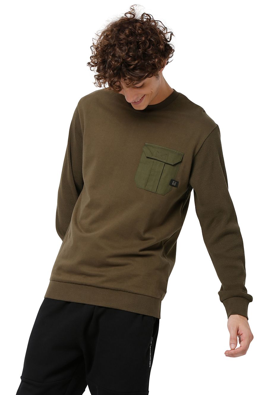 Olive Military Pocket Sweatshirt