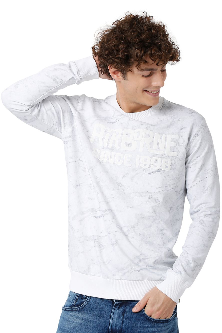 White Marble Print Sweatshirt