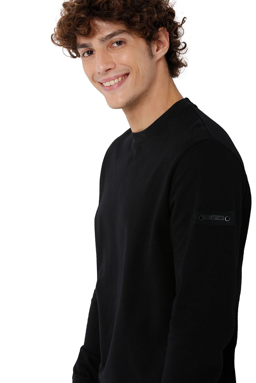 Black Graphic Rib Sweatshirt