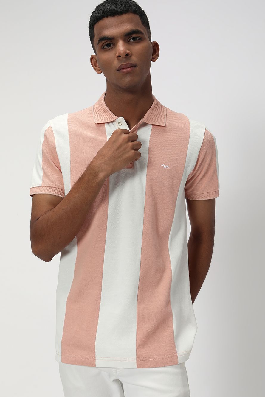Pastel Pink & White Cut & Sew T-Shirt