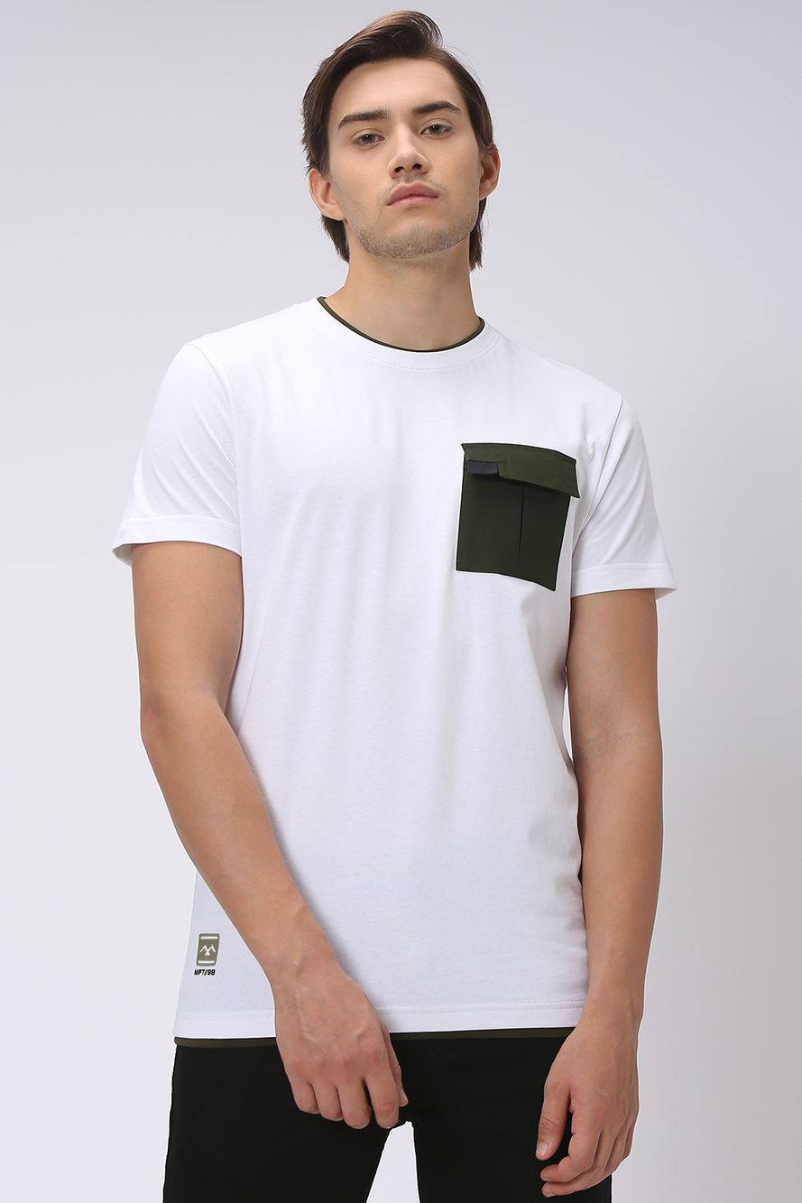 White Solid Knitted Jersey T-Shirt