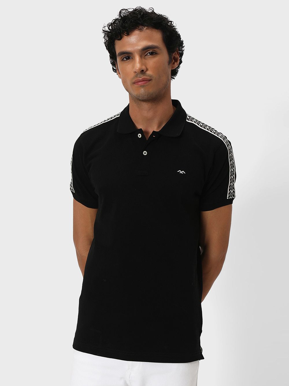 Black Taped Pique Polo T-Shirt