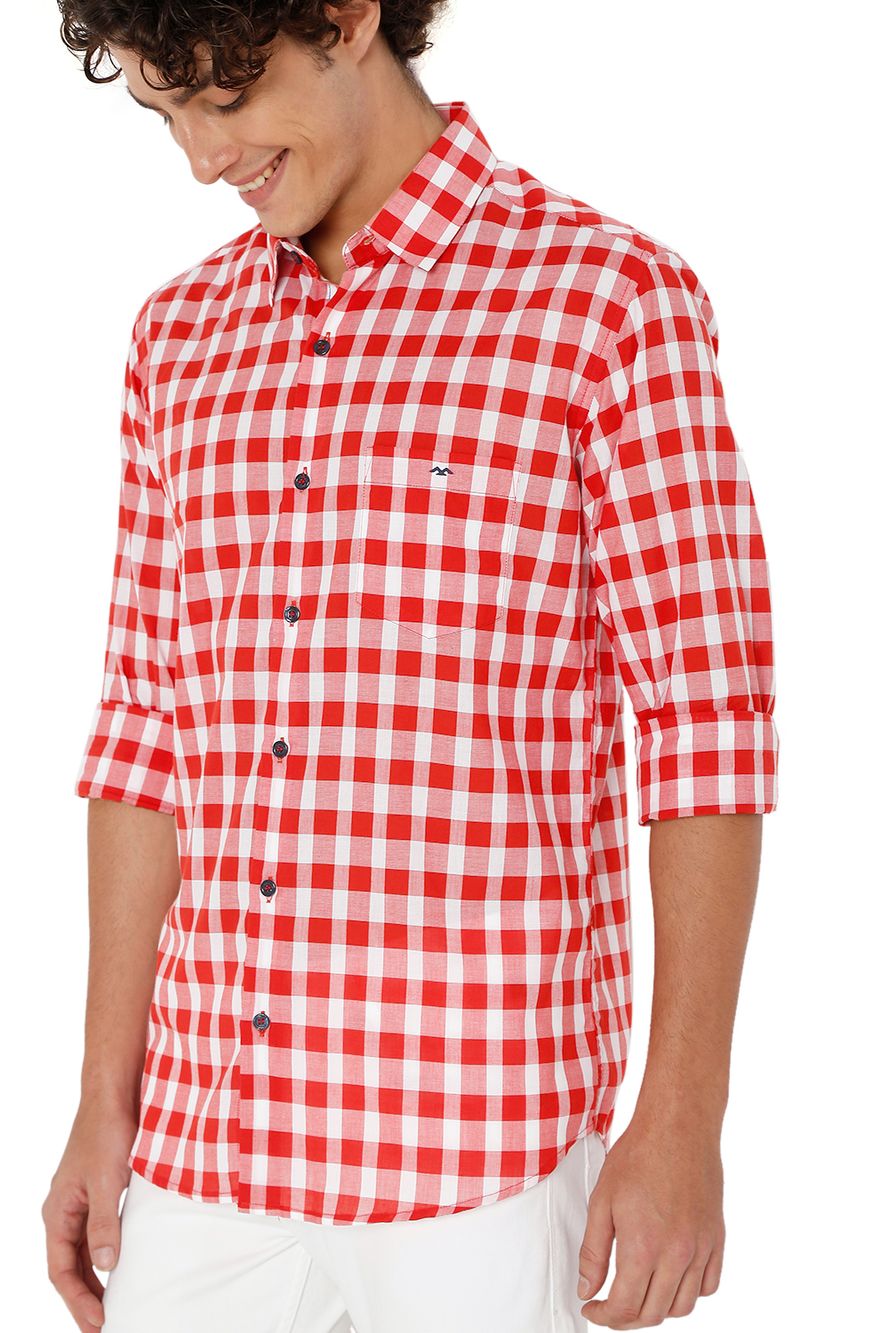 Red & White Bold Check Shirt