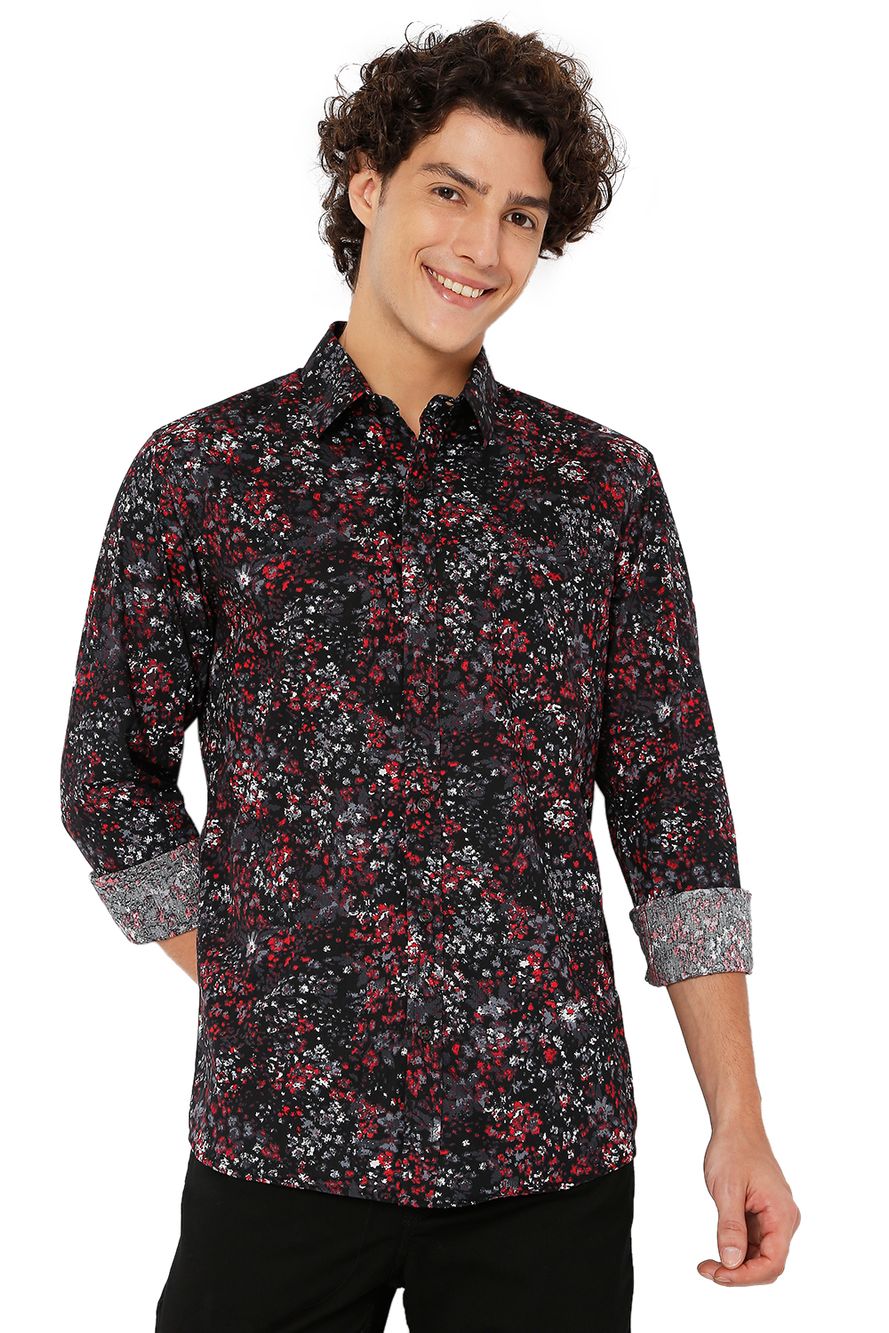 Black & Red Floral Print Shirt