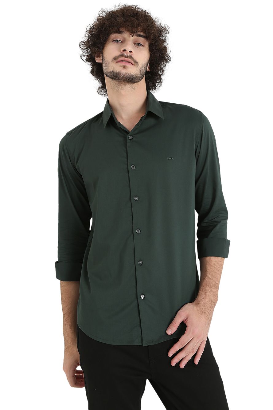 Green Slim Fit Casual Shirt