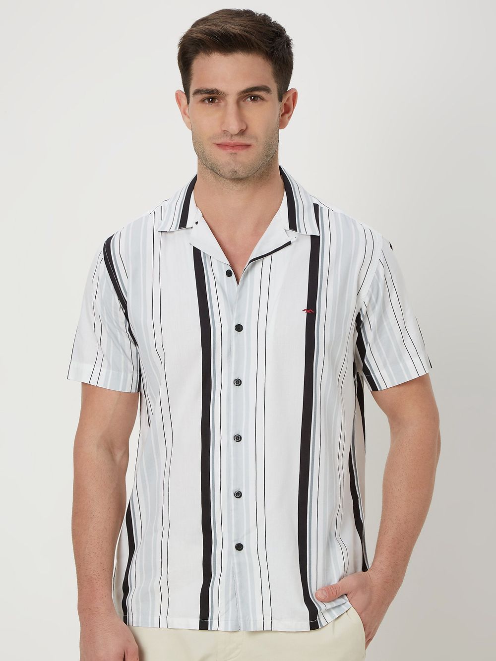 White & Black Resort Stripe Shirt
