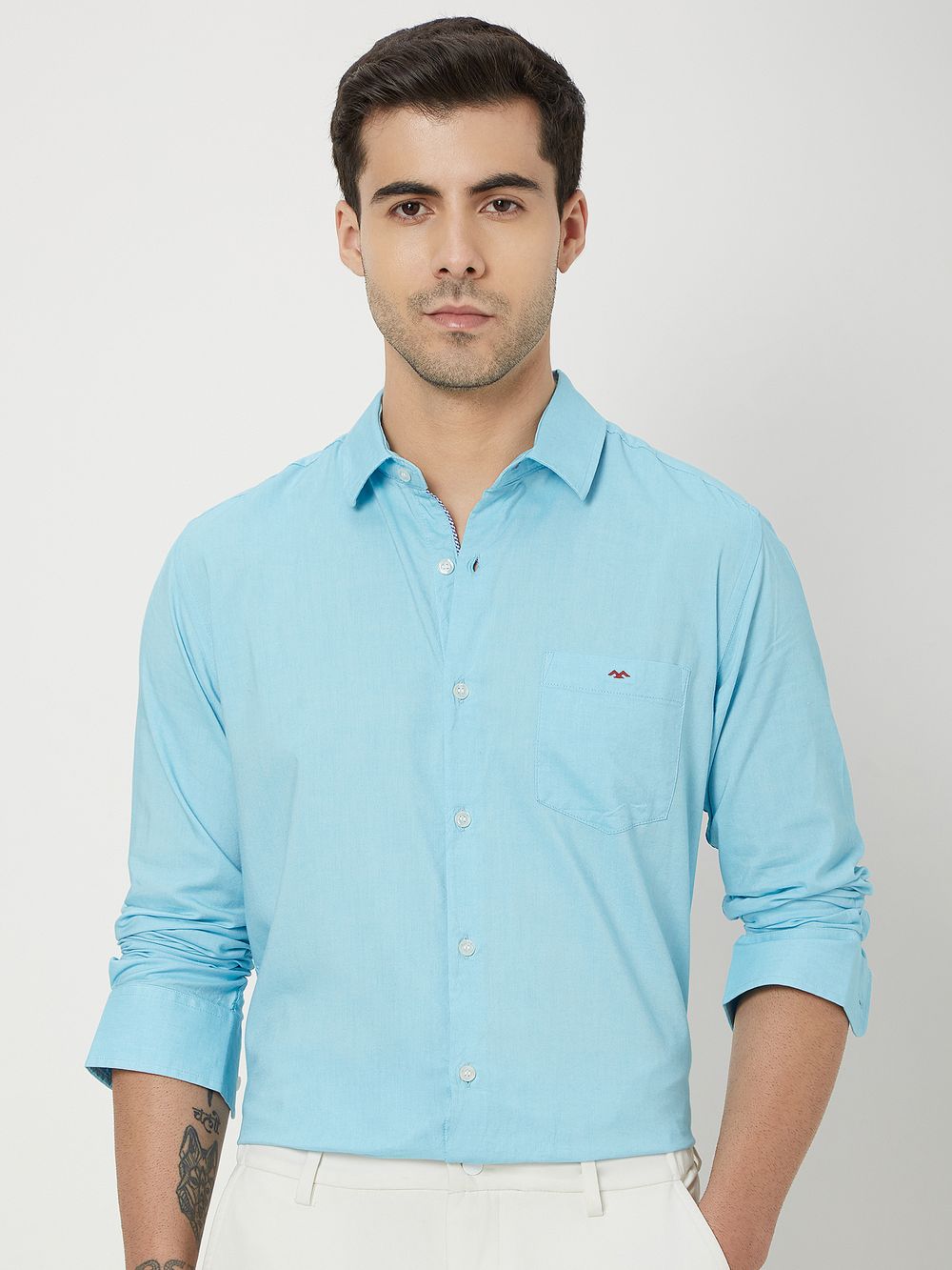Turquoise Chambray Plain Shirt