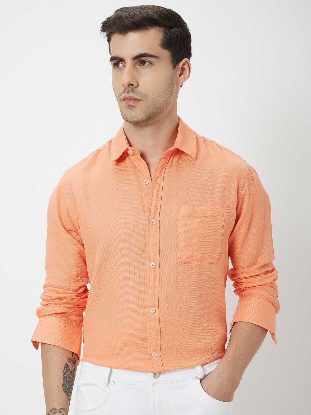 Orange & Plain Dobby Shirt