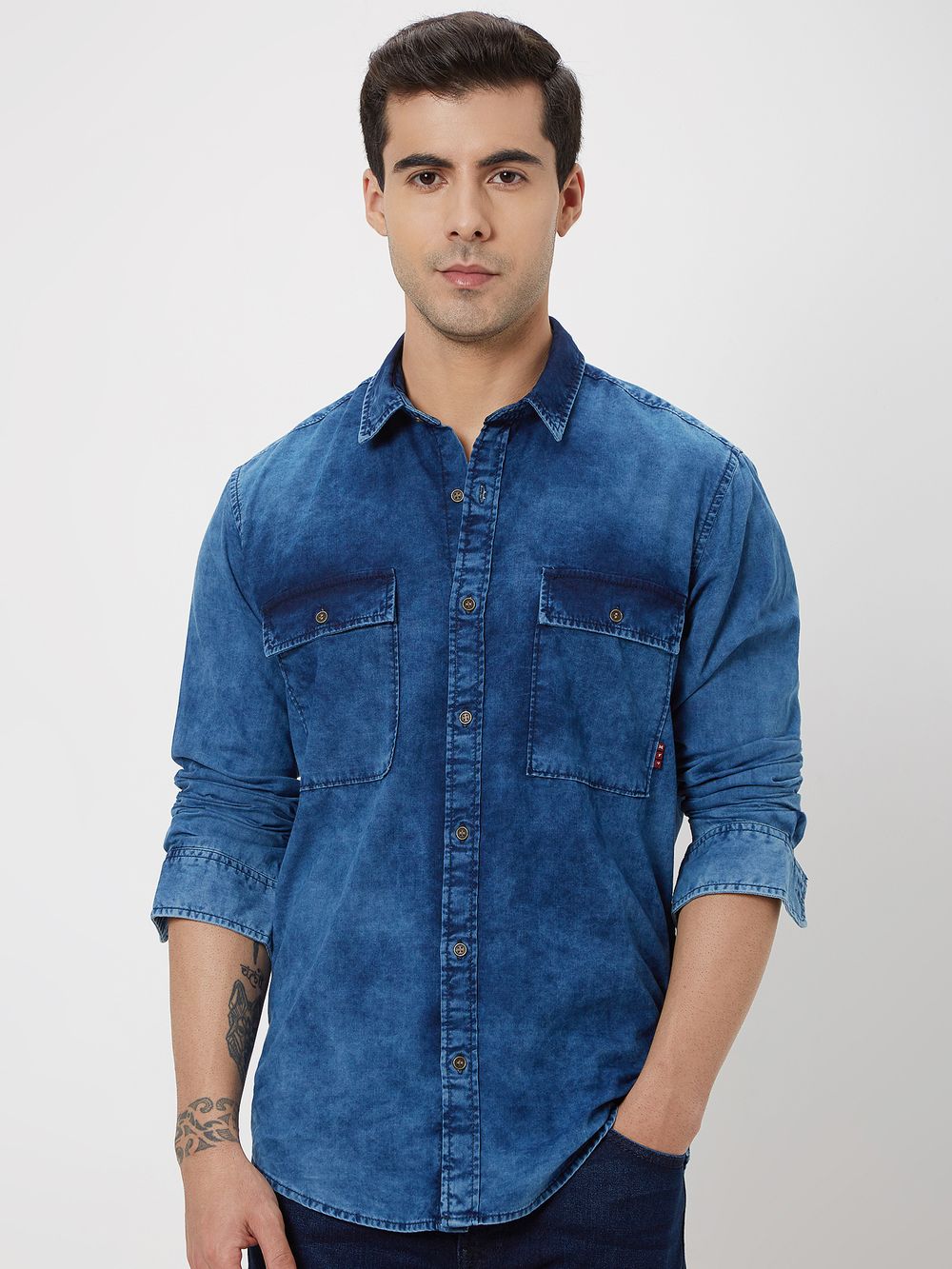 Indigo Blue Denim Plain Shirt