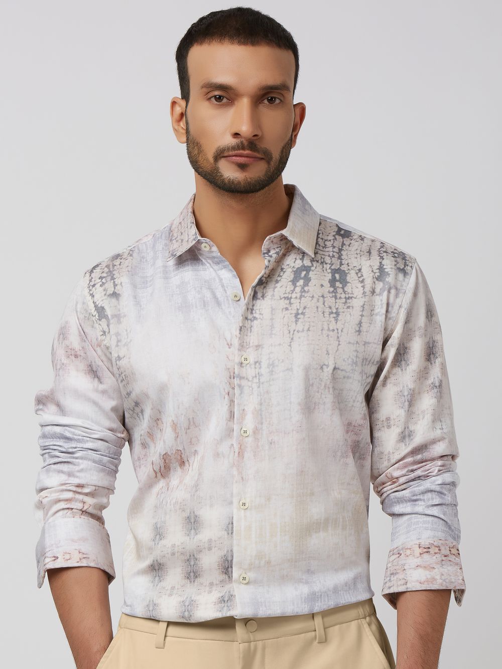 Multicolour Abstract Print Slim Fit Casual Shirt