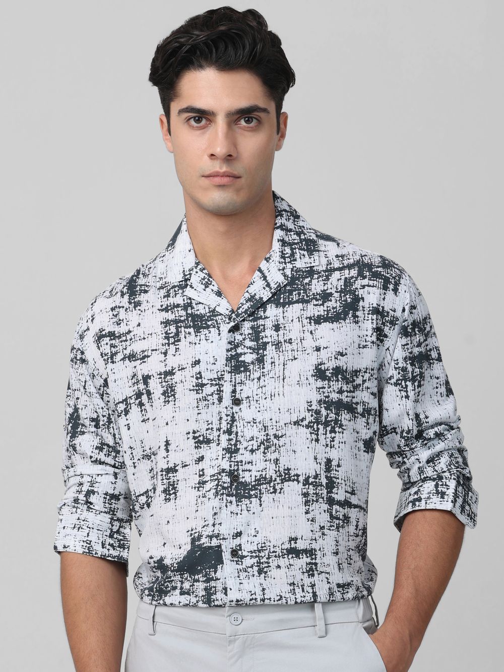 White Digital Print Casual Shirt