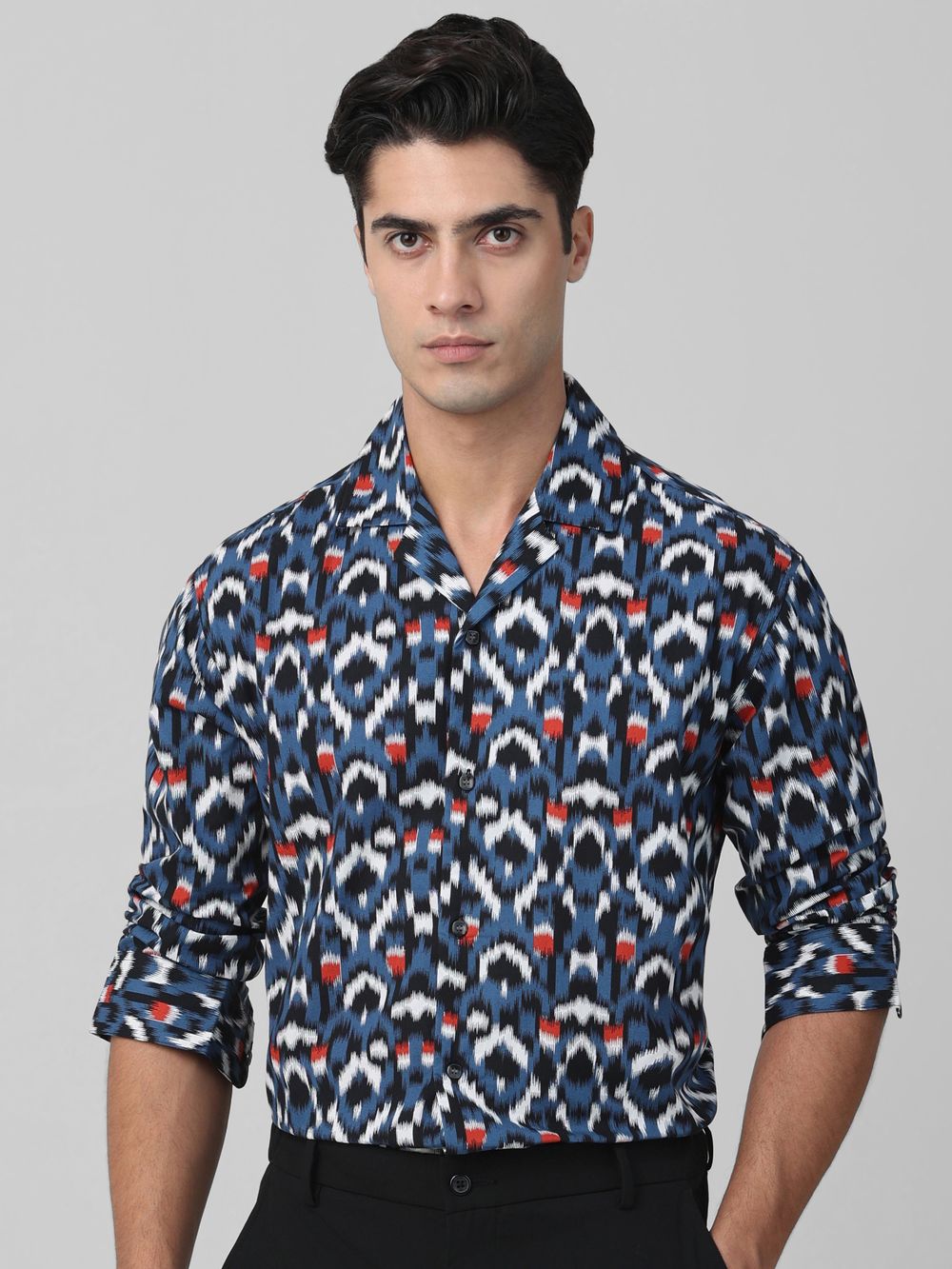 Navy Abstract Print Casual Shirt