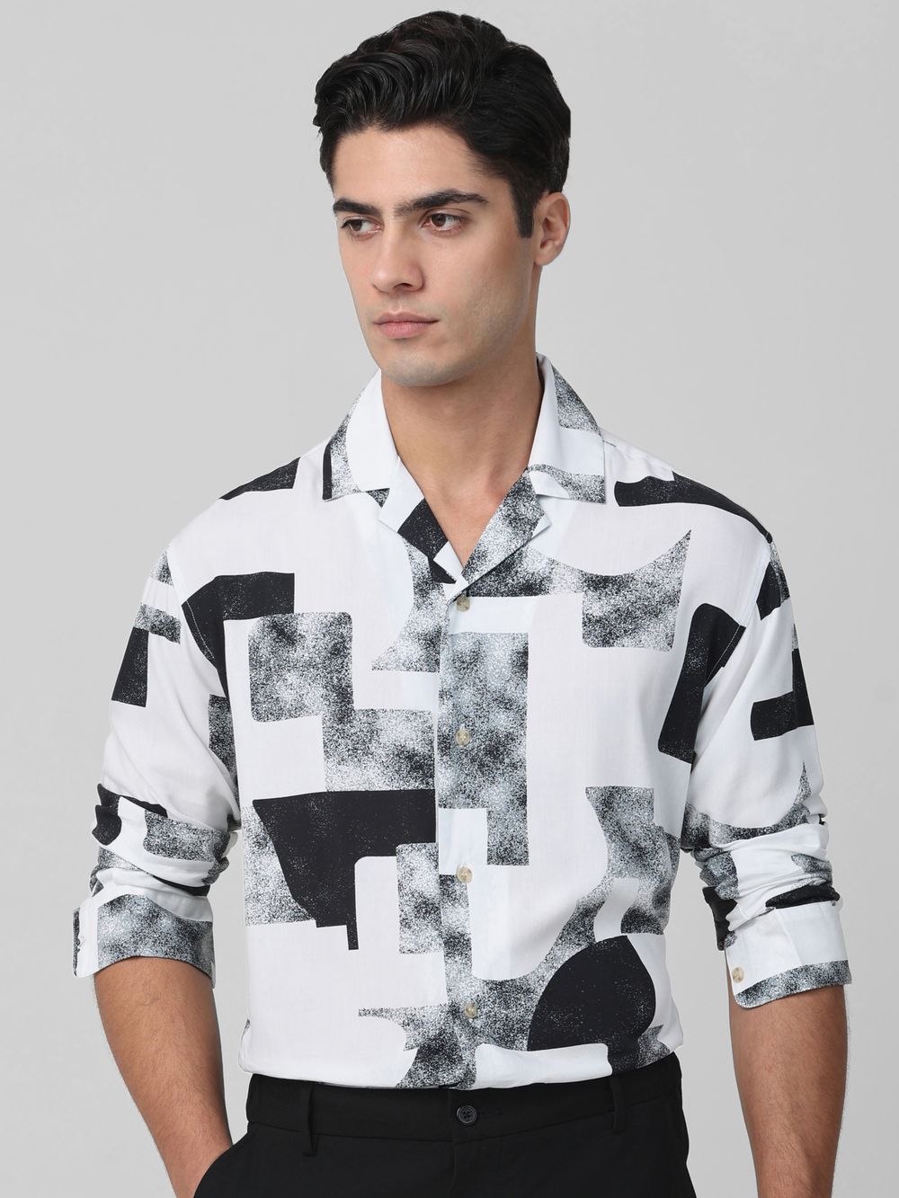 White Digital Print Casual Shirt