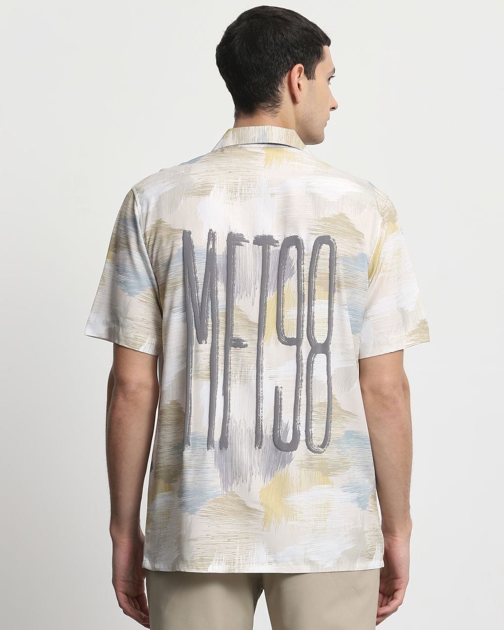 Beige Resort Print Relaxed Fit Casual Shirt