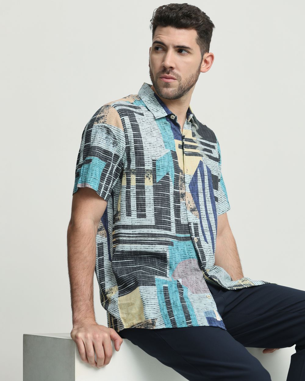 Multi Digital Print Slim Fit Casual Shirt