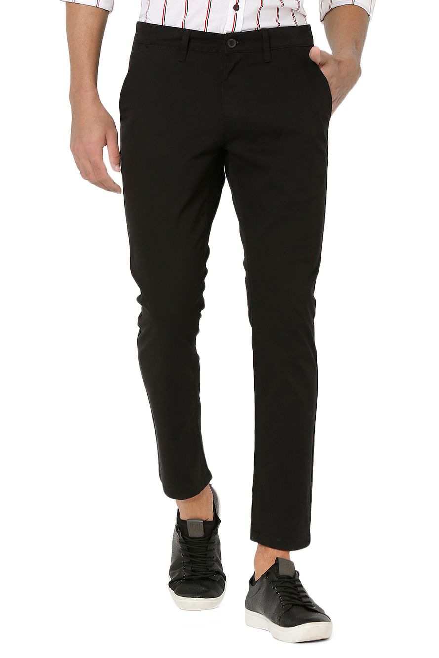 Black Ankle Length Stretch Chinos