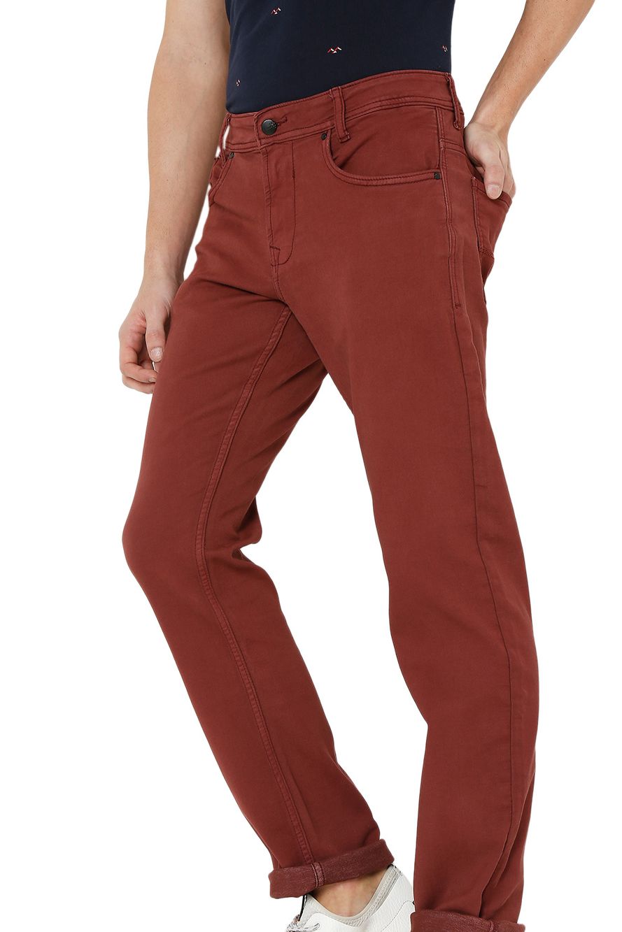 Maroon Super Slim Fit Knitted Stretch Jeans