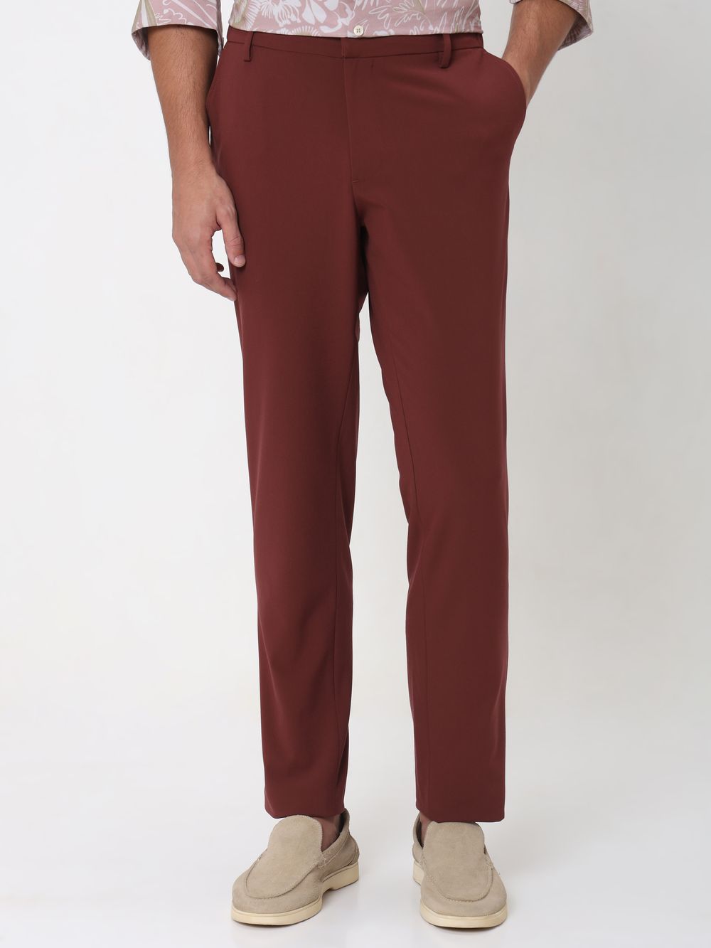 Rust Ankle Length Stretch Chinos