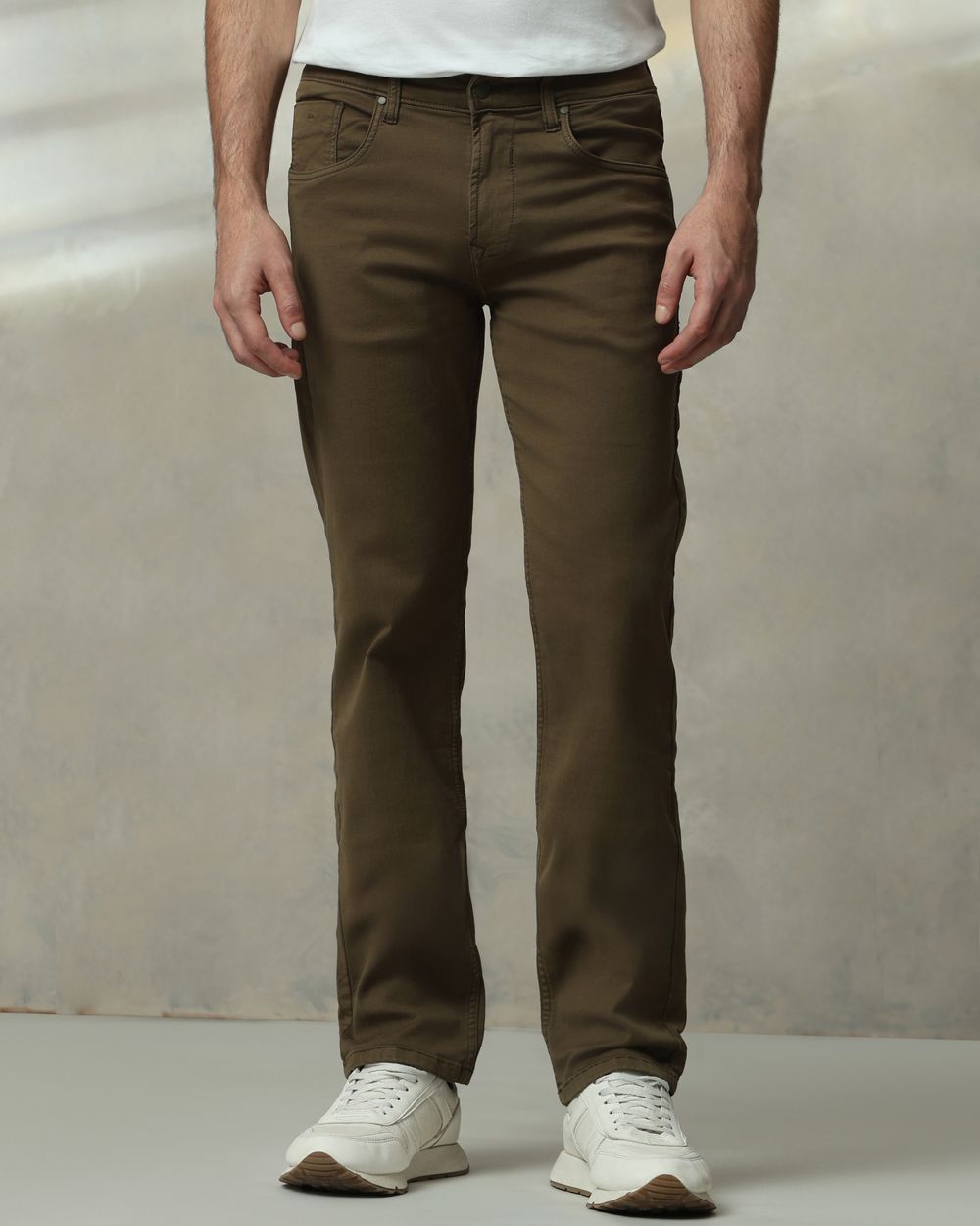 Olive Straight Fit Jeans