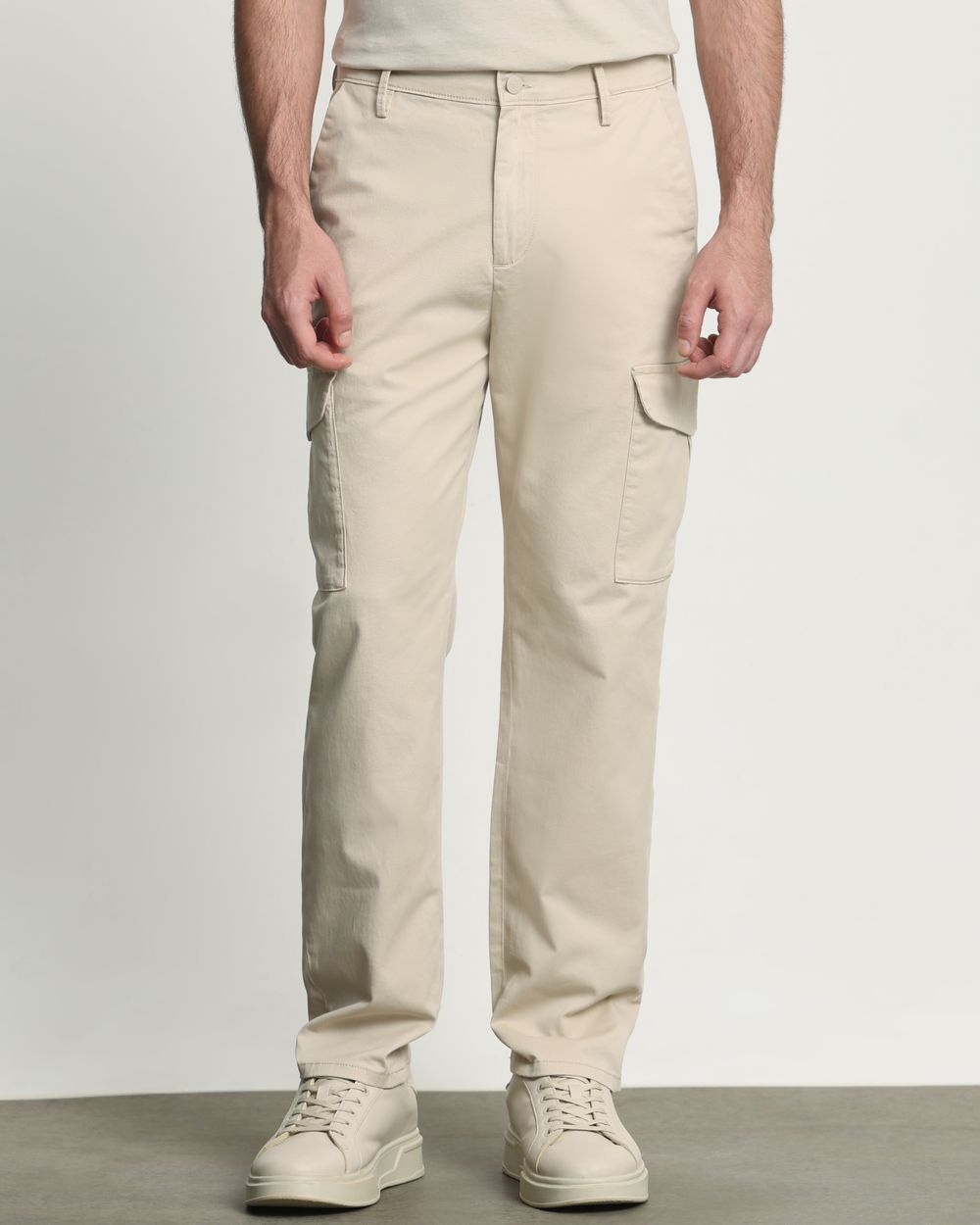 Beige Relaxed Tapered Fit Cotton Cargo