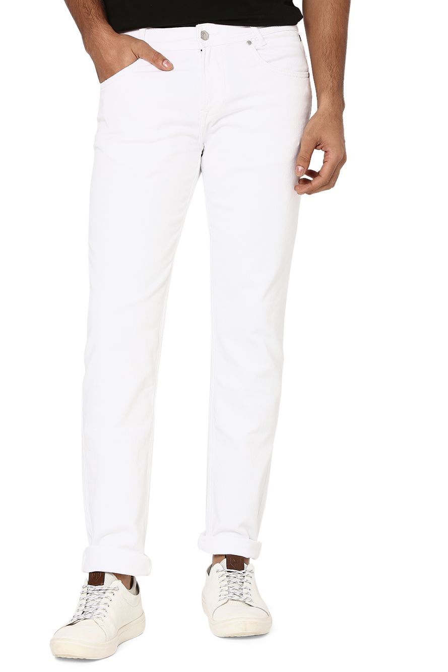 White Narrow Fit Knitted Stretch Jeans