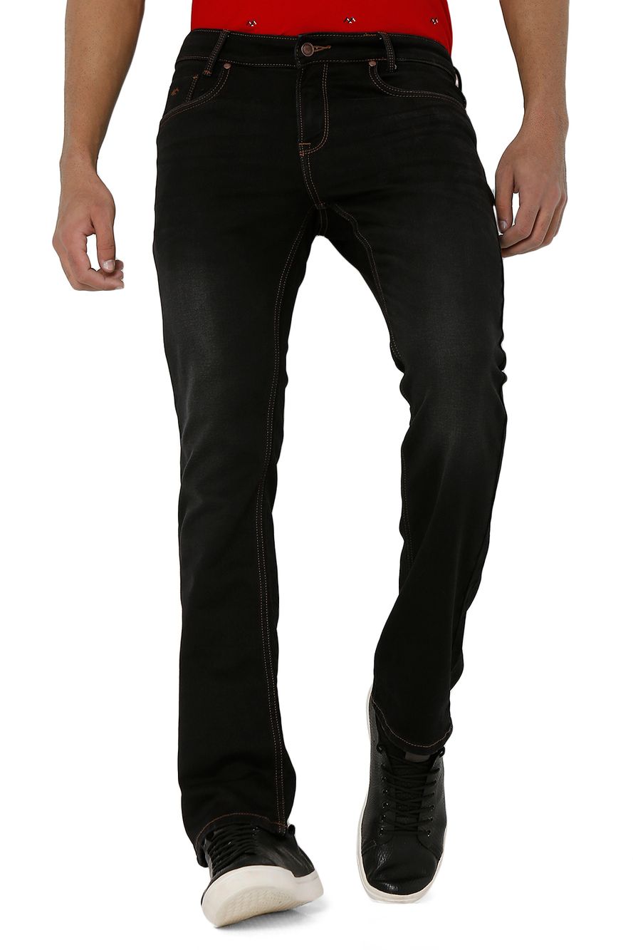 Black Bootcut Knitted Stretch Jeans