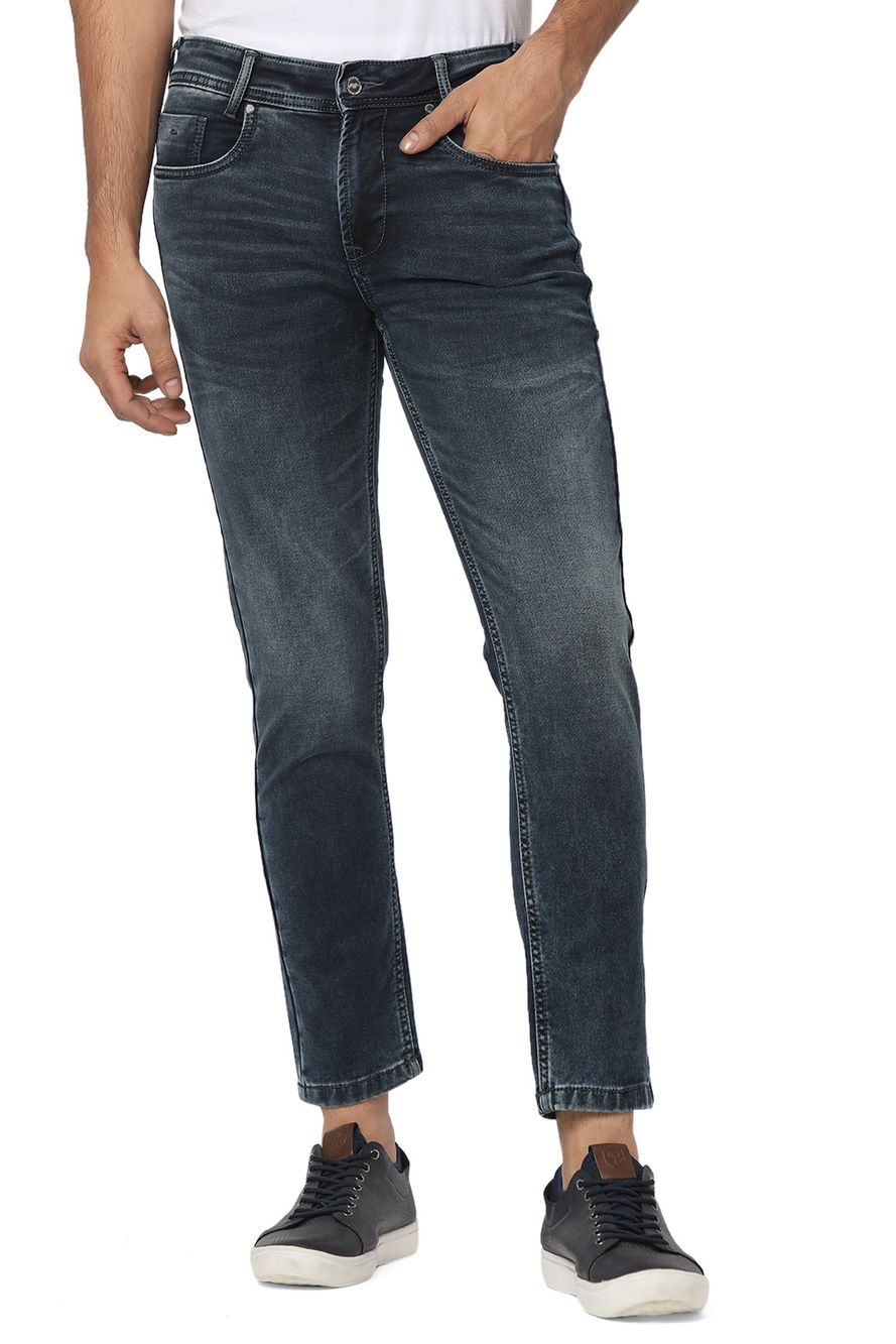 Denim Deluxe Ankle Length Blue Black Stretch Jeans