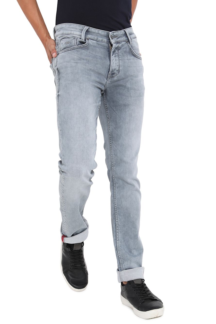 Grey Super Slim Fit Knitted Stretch Jeans