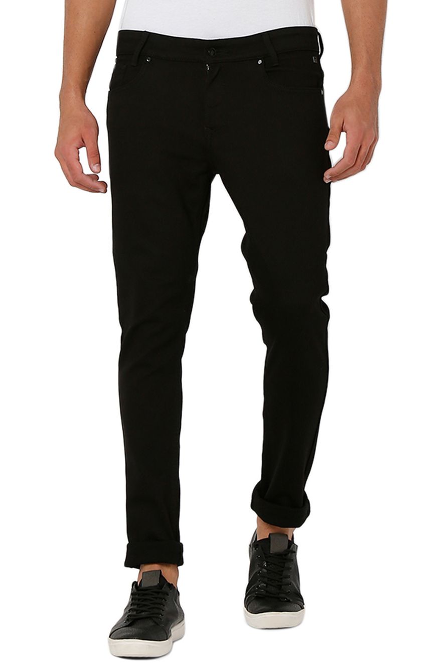 Jet Black Skinny Fit Knitted Stretch Jeans