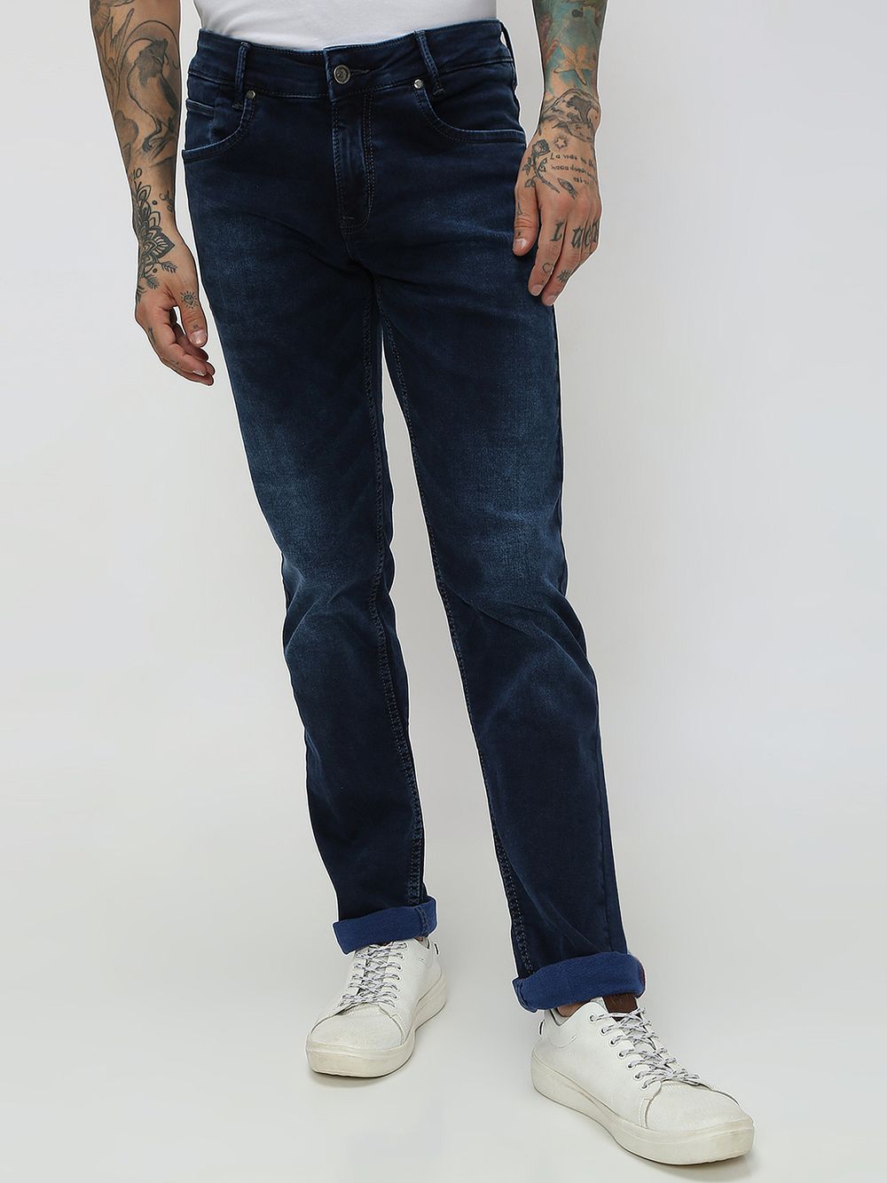 Deep Indigo Blue Super Slim Fit Denim Deluxe Stretch Jeans
