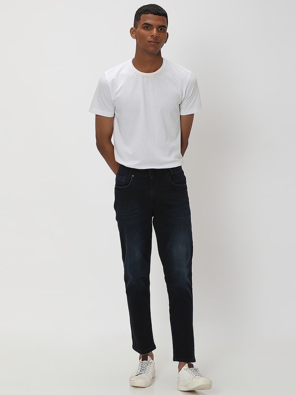 Blue Black Ankle Length Flyweight Jeans