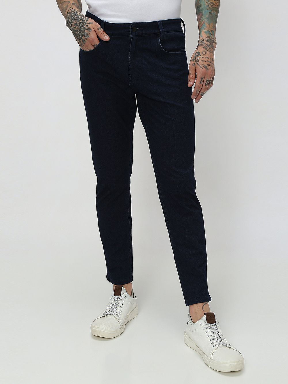 Dark Indigo Blue Ankle Length Jeans