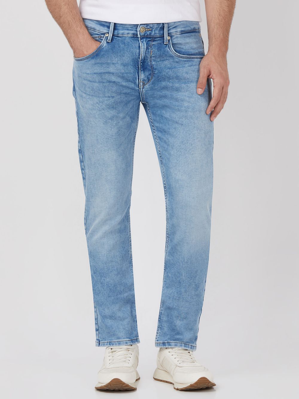 Light Blue Straight Fit Denim Deluxe Stretch Jeans