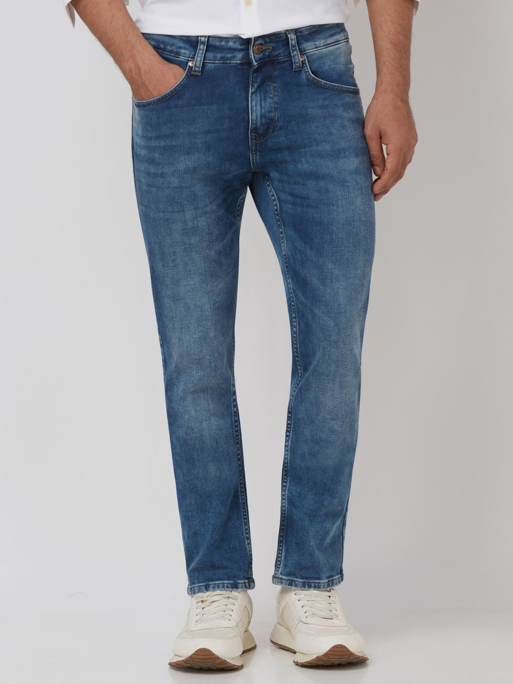 Mid Blue Super Slim Fit Denim Deluxe Stretch Jeans