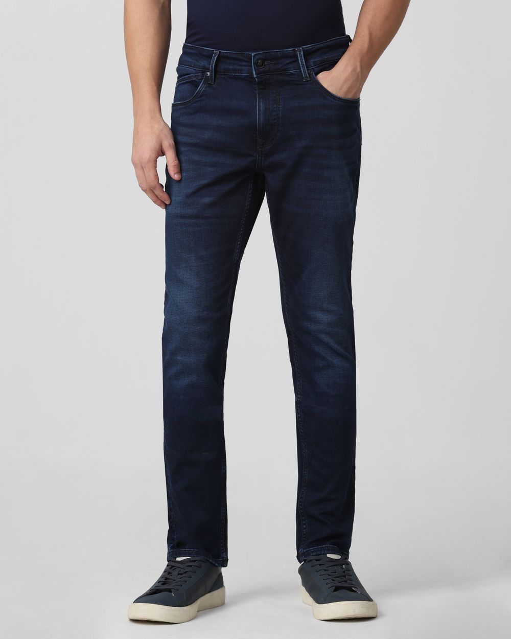 Deep Indigo Blue Skinny Fit Denim Deluxe Stretch Jeans